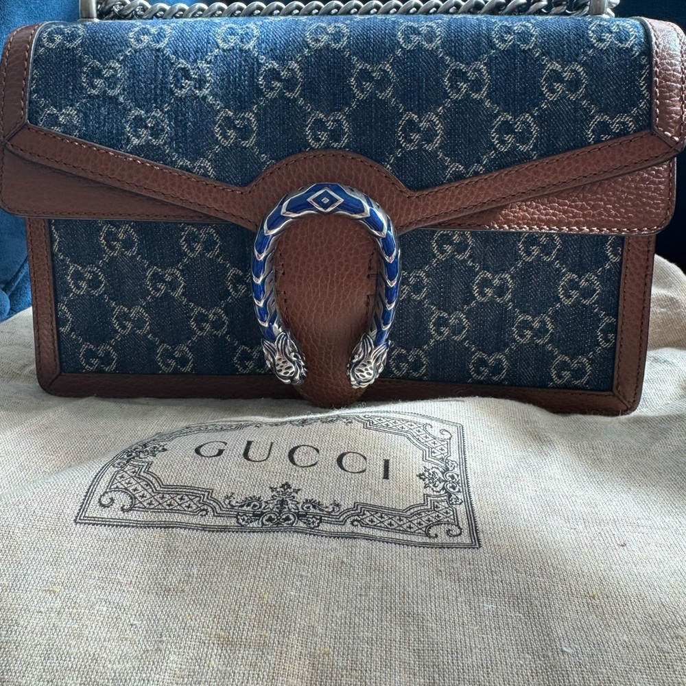 Gucci Denim and Brown Dionysus Bag
